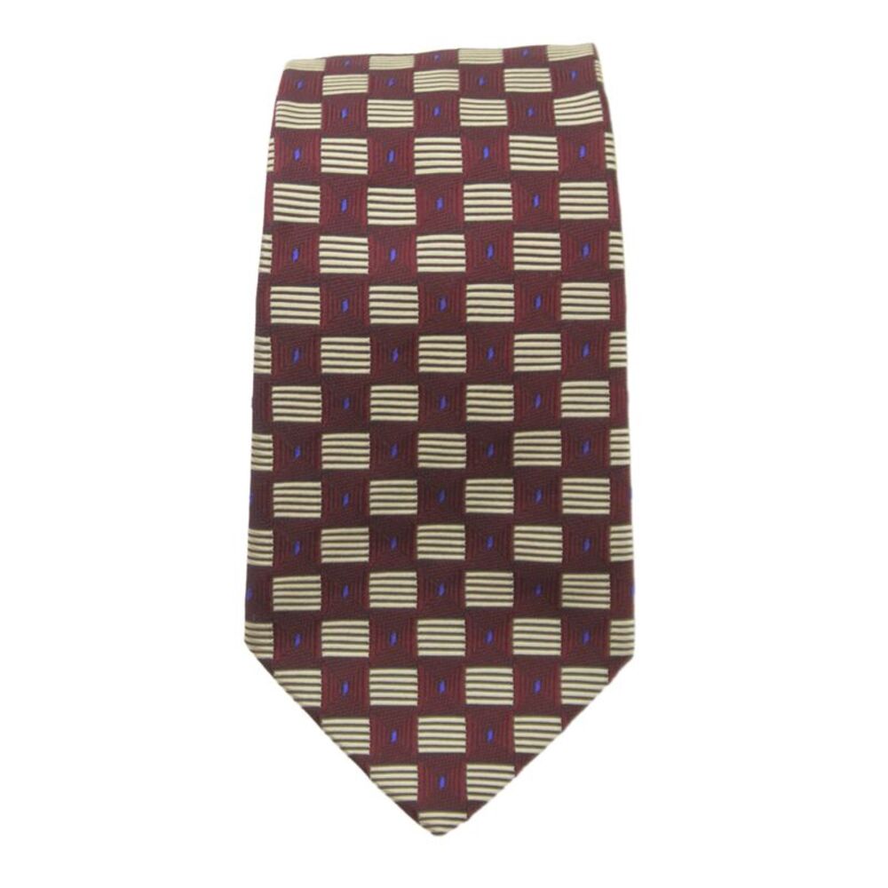 Barneys New York Silk Geographic Print Classic Shirt Tie Red 58 in.